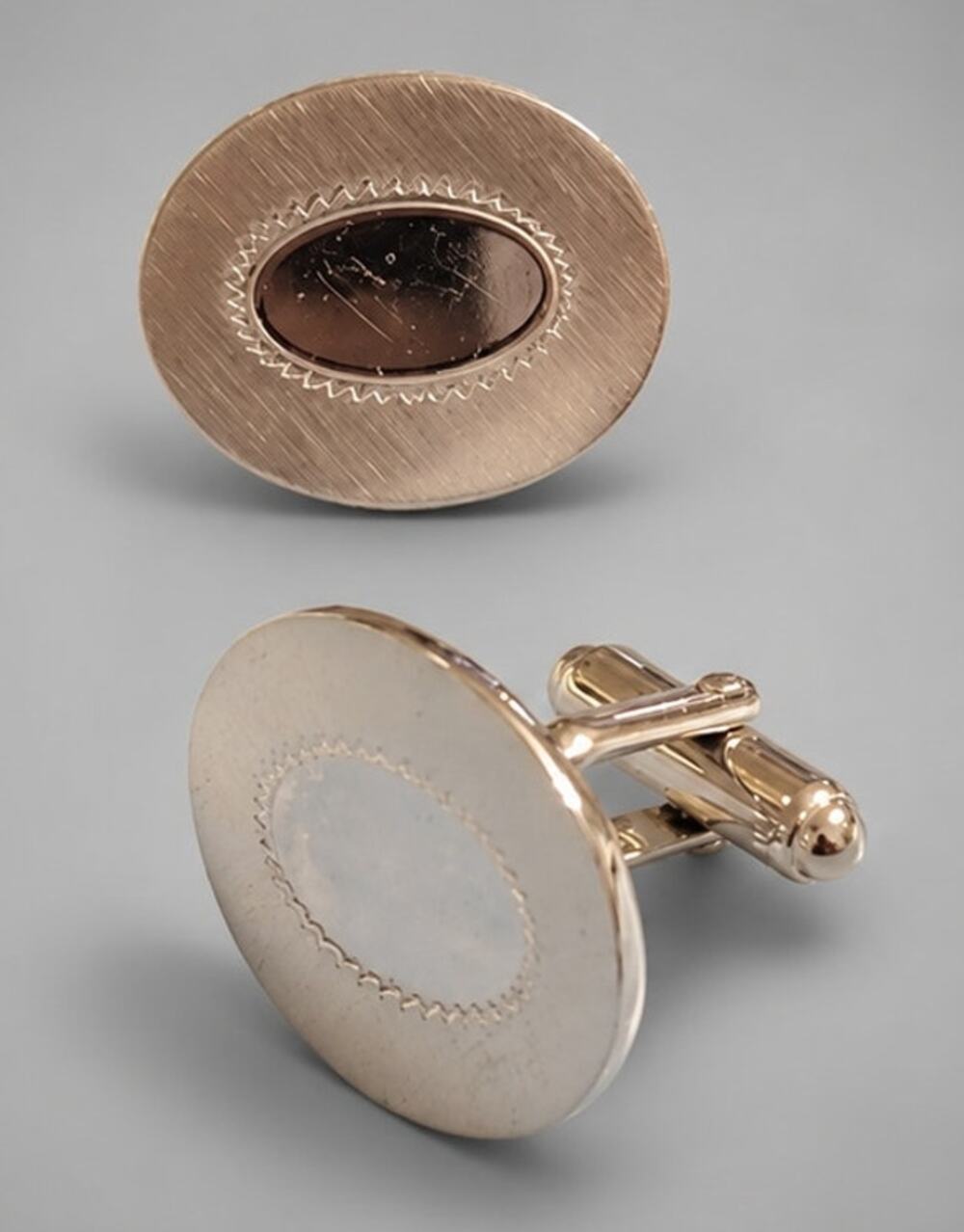Vintage Sterling Silver Cuff Links 1"‎ Elegant Mid-century Engravable Gift cl-